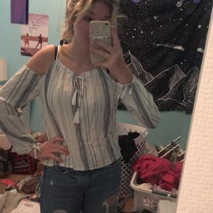 Aeropostale Blue and White Summer Top